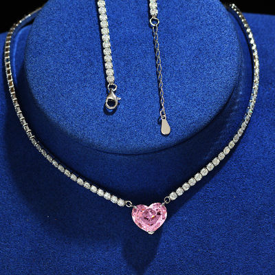 Elegant hart Aqua Blauw 925 Sterling Zilveren Hart Edelsteen Ketting