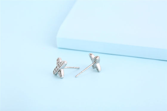 X Shape 925 Moissanite Stud oorbellen Sterling zilver sieraden