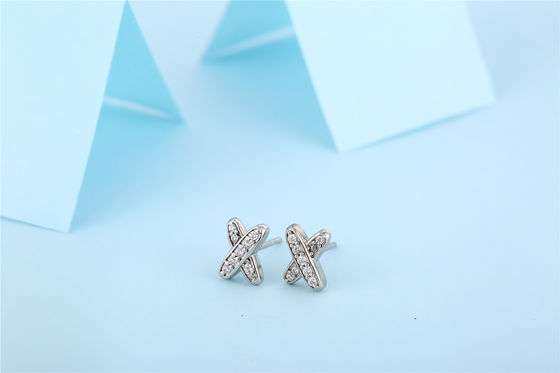 X Shape 925 Moissanite Stud oorbellen Sterling zilver sieraden