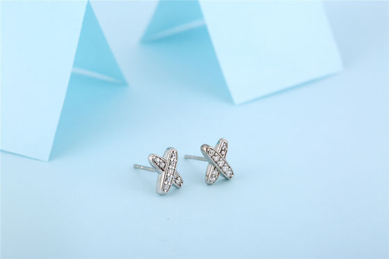 X Shape 925 Moissanite Stud oorbellen Sterling zilver sieraden