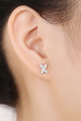 X Shape 925 Moissanite Stud oorbellen Sterling zilver sieraden