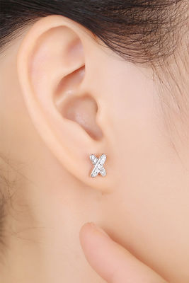 X Shape 925 Moissanite Stud oorbellen Sterling zilver sieraden