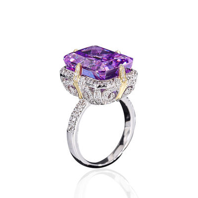 Paarse / Aqua Blauwe / Gele edelsteen 925 Sterling zilver Zircon Bruidsverlovingsring