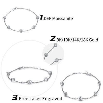 Glanzend Verhoogd 925 Sterling Zilver Moissanite Diamanten Armband Vrouwen