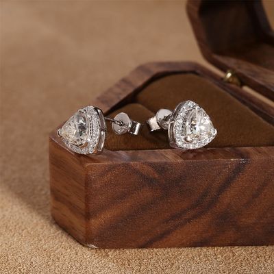 Moissanite 925 Sterling Silver Stud oorbellen Ondersteuning OEM ODM