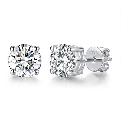 18k goud Moissanite Diamant stud oorbellen Witte goud ondersteuning Aanpassing