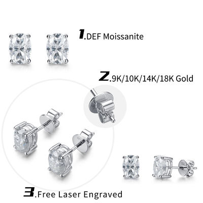 18k goud moissanite diamant ovale oorbellen studs voor cadeau