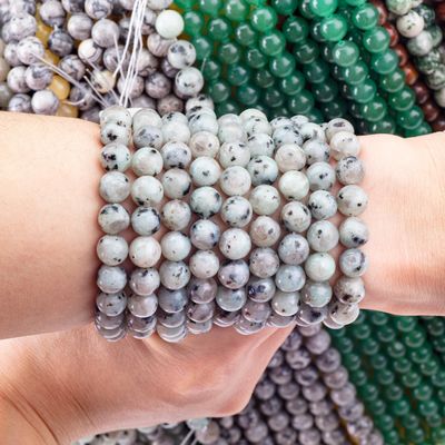 8mm gepolijste natuurlijke Kiwi Jasper Perlen Juwelen maken Halsketting Armband Ohrring