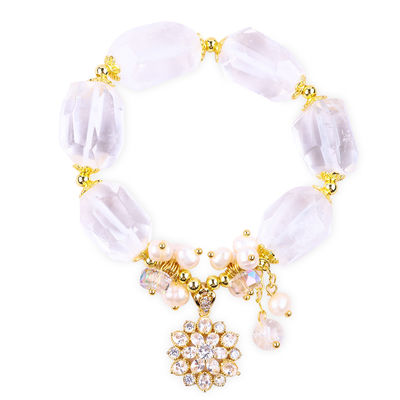 Handgemaakte edelsteen armband verstelbare amuletten helder kwarts armband natuursteen parel sieraden voor feest dagelijks dragen