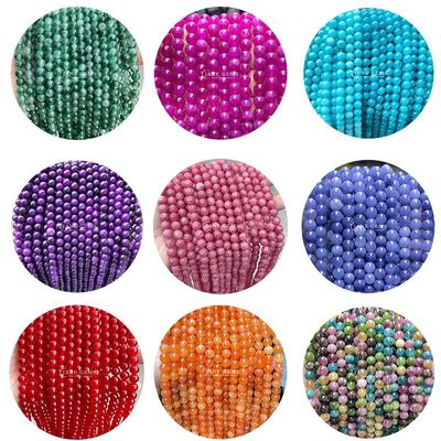 Groothandel Natuurlijke kristal edelstenen ronde kalcedoniekransen jade ronde losse kralen accessoires voor doe-het-zelf armband halsketting