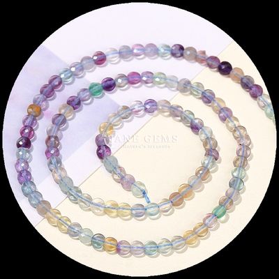 Platte vorm gevelsperlen Kristal edelsteen Ronde vorm Fluoriet Prehnite losse perlen strengen voor doe-het-zelf sieraden maken