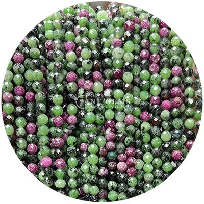 Edelstenen Perlen Natuurlijk kristal Ronde vorm Kleine Dalmatische jaspis Rubine Zoisite Losse perlen Strengen voor armbanden