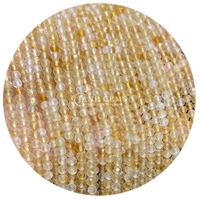 Edelstenen Perlen Natuurlijk kristal Ronde vorm Kleine citroen Zonnesteen Losse perlen strengen voor armbanden
