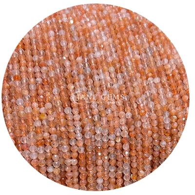 Edelstenen Perlen Natuurlijk kristal Ronde vorm Kleine citroen Zonnesteen Losse perlen strengen voor armbanden