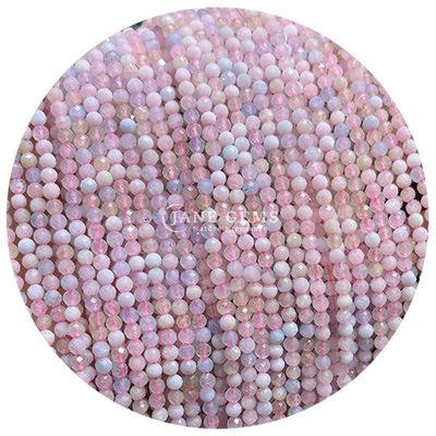 Edelstenen Perlen Natuurlijke kristal gevels Ronde vorm Klein Morganite Zwart Rutileerd Kwartz Losse Perlen Strengen voor Armbanden