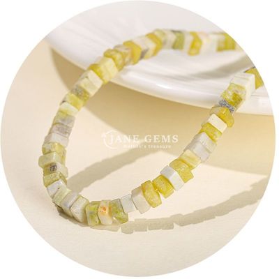 Groothandel Natuurlijke Jade losse kralen Echte witte opaal losse kralen Vierkante Slice Shape losse kralen Spacers voor DIY sieraden