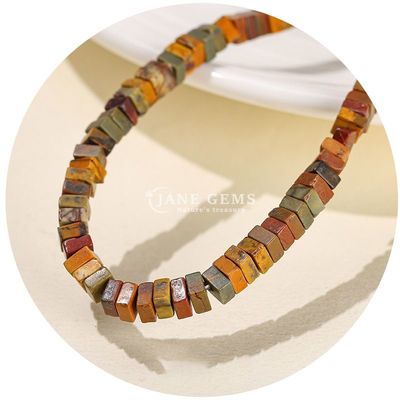 Groothandel Natuurlijke Jade losse kralen Echte witte opaal losse kralen Vierkante Slice Shape losse kralen Spacers voor DIY sieraden