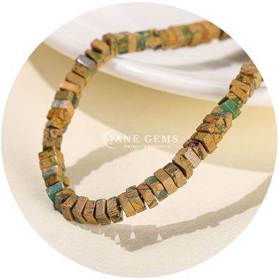Groothandel Natuurlijke Jade losse kralen Echte witte opaal losse kralen Vierkante Slice Shape losse kralen Spacers voor DIY sieraden