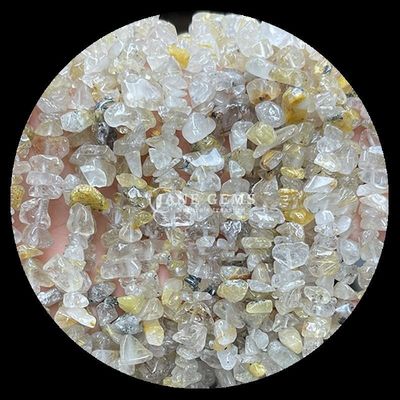 Citrine Zwart Rutileerd Edelstenen Perlen Natuurlijk Kristal Onregelmatige Vorm Splinterkorrel Grot Steen Losse Perlen Strengen Voor Armbanden