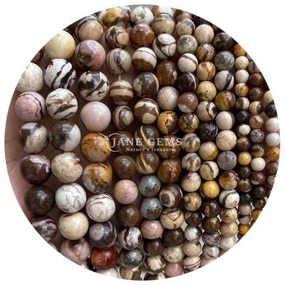 Groothandel Natuursteen Ronde losse kralen 8 mm Roze zebra Jasper losse kralen Tourmaline Ronde kralen Afstanden voor sieraden