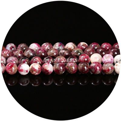 Groothandel Natuurlijke 2A Plum Blossom Tourmaline Ronde losse kralen Maansteen Flourite Zonnesteen Kralen Afstandsmeters voor sieraden