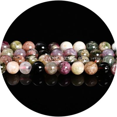 Groothandel Natuurlijke 2A Plum Blossom Tourmaline Ronde losse kralen Maansteen Flourite Zonnesteen Kralen Afstandsmeters voor sieraden