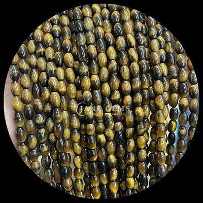 Tiger's Eye Geel Aventurine Gem Perlen Natuurlijke Kristal Rijstvorm Steen losse Perlen Strengen Voor Armbanden