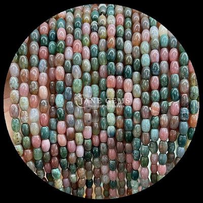 Indiase agate groene stip citroen jade edelsteen kraal natuurlijke kristal rijst vorm steen losse kraal strengen voor armbanden