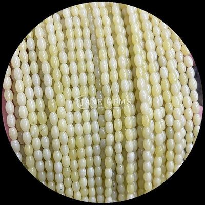 Indiase agate groene stip citroen jade edelsteen kraal natuurlijke kristal rijst vorm steen losse kraal strengen voor armbanden