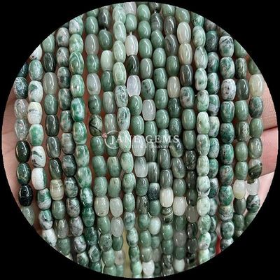 Indiase agate groene stip citroen jade edelsteen kraal natuurlijke kristal rijst vorm steen losse kraal strengen voor armbanden