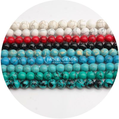Groothandel Howlite Ronde steen losse kralen Turquoise losse kralen Ronde kralen Afstanden voor het maken van sieraden