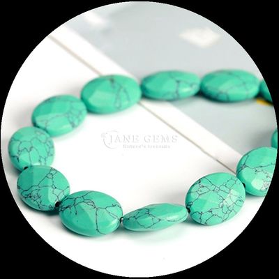 Gevelvormige ovaalvormige edelsteenkralen Natuurlijk kristal opaliet Blauw punt steen losse kralen strengen voor armbanden