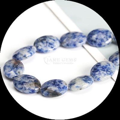 Gevelvormige ovaalvormige edelsteenkralen Natuurlijk kristal opaliet Blauw punt steen losse kralen strengen voor armbanden