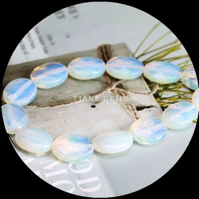 Gevelvormige ovaalvormige edelsteenkralen Natuurlijk kristal opaliet Blauw punt steen losse kralen strengen voor armbanden