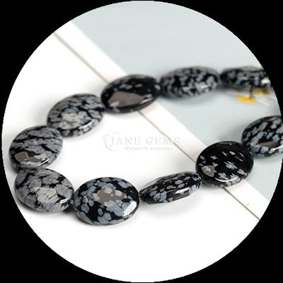 Gevelvormige ovaalvormige edelsteenkralen Natuurlijk kristal Howliet Sneeuwvlokken Obsidian Steen losse kralenstrengen Voor armbanden