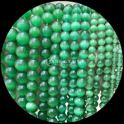 Ronde vorm edelsteen kraal Kleurrijk Blauw Groen Oranje Kleur Kat Oog Losse kraal Strengen Voor Armbanden
