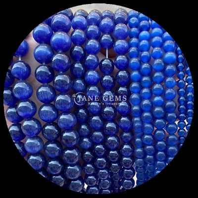 Goud Olijfblauw Kleur Edelstenen Perlen Ronde Vorm Katten Oog Losse Perlen Strengen voor handgemaakte sieraden