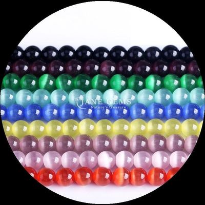 Rood Blauw Paars Kleurrijke Perlen Ronde Vorm Katten Oog Losse Perlen Strengen voor genezende energie en geschenken geven