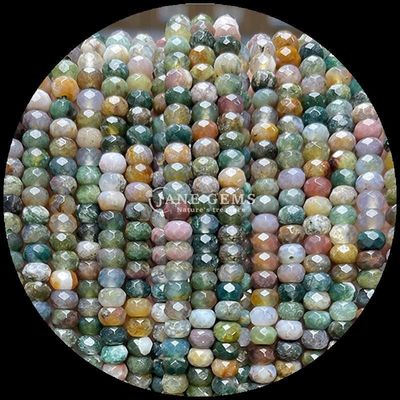 Indiase Agate Groene Dot Natuurlijke Edelsteen Perlen Strengen Natuurlijke Edelsteen Gevels Abacus Perlen voor Op maat gemaakte geschenken