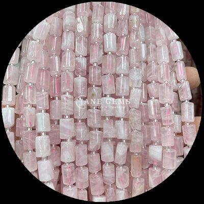 Edelstenen Perlen Natuurlijk kristal aardbei Kwarts Edelsteen Gevelvormige cilindervorm Losse perlen Strengen voor sieraden maken