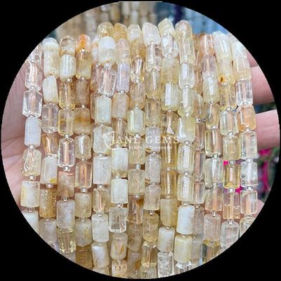 Edelstenen Perlen Natuurlijk kristal aardbei Kwarts Edelsteen Gevelvormige cilindervorm Losse perlen Strengen voor sieraden maken