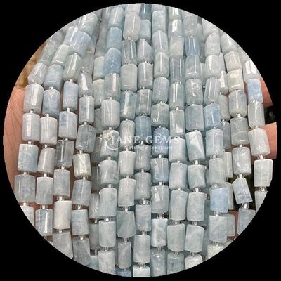 Edelstenen Perlen Natuurkristal Aquamarijn Prehnite Edelsteen Gevelvormige Cylindervorm Losse Perlen Strengen voor Juwelen maken