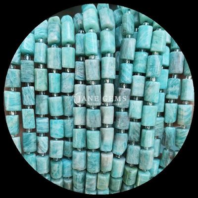 Edelstenen Perlen Natuurkristal Aquamarijn Prehnite Edelsteen Gevelvormige Cylindervorm Losse Perlen Strengen voor Juwelen maken
