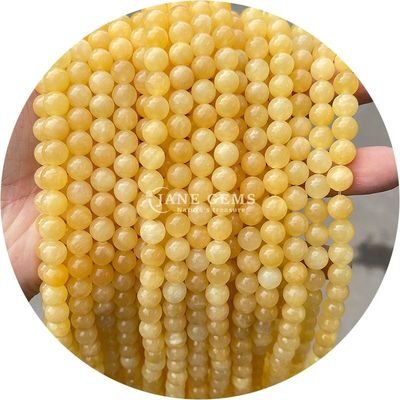 Losse natuurlijke kristal jade kralen citroen jade ronde losse kralen voor verjaardagscadeau maken