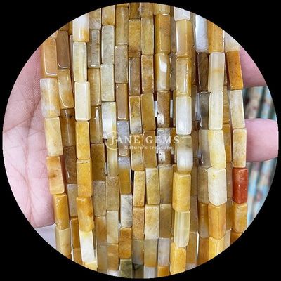 Rechthoekige vierkantvorm edelsteen kraalstrengen natuurlijke gele jade roze aventurine