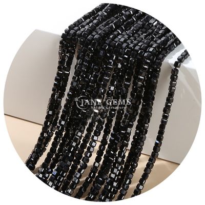 Glanzige kristal losse kraalstreng Zilveren obsidian tourmaline voor het maken van zelfstandig ambachten