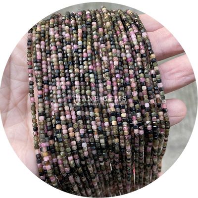 Glanzige kristal losse kraalstreng Zilveren obsidian tourmaline voor het maken van zelfstandig ambachten