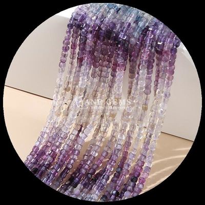 Natuursteen Gepolijste Perlen Edelsteen Vierkante Kubusvorm Fluoriet Labradorite Mini losse Perlen Strengen voor Armbanden / Halskettingen
