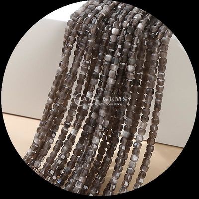 Natuurlijk gepolijst vierkant gesneden edelsteen Perlen zilver Obsidian Zonnesteen voor sieraden maken