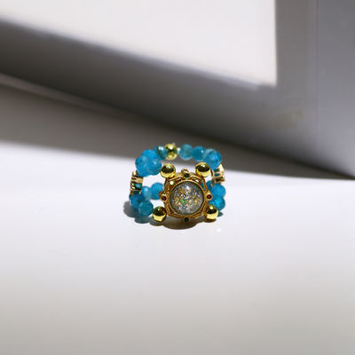 Faceted Apatite Crystal Bead Ring Gems Armband voor ontgifting en emotionele stabiliteit